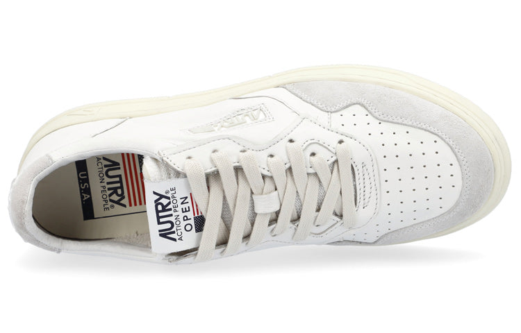 (WMNS) Autry open Low Leather Suede 'White' AOLW-CE10