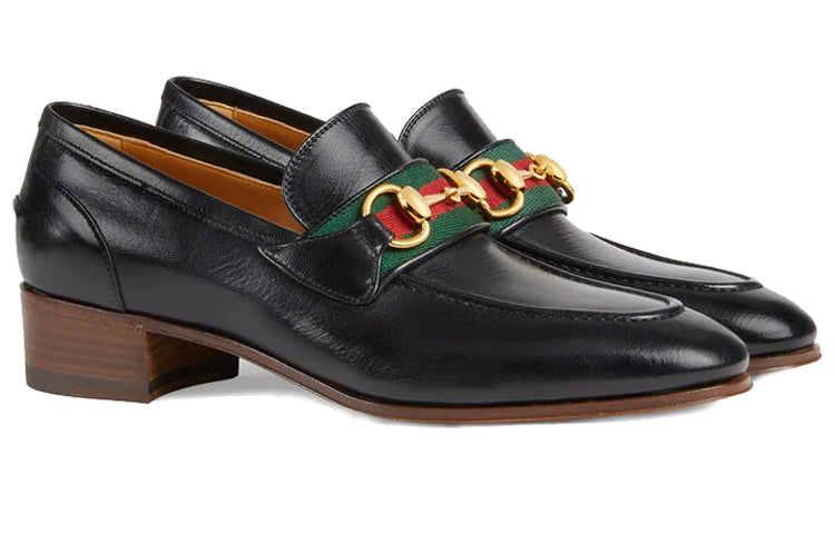 (WMNS) Gucci Loafer With Horsebit And Web 'Black' 660819-0G0P0-1060