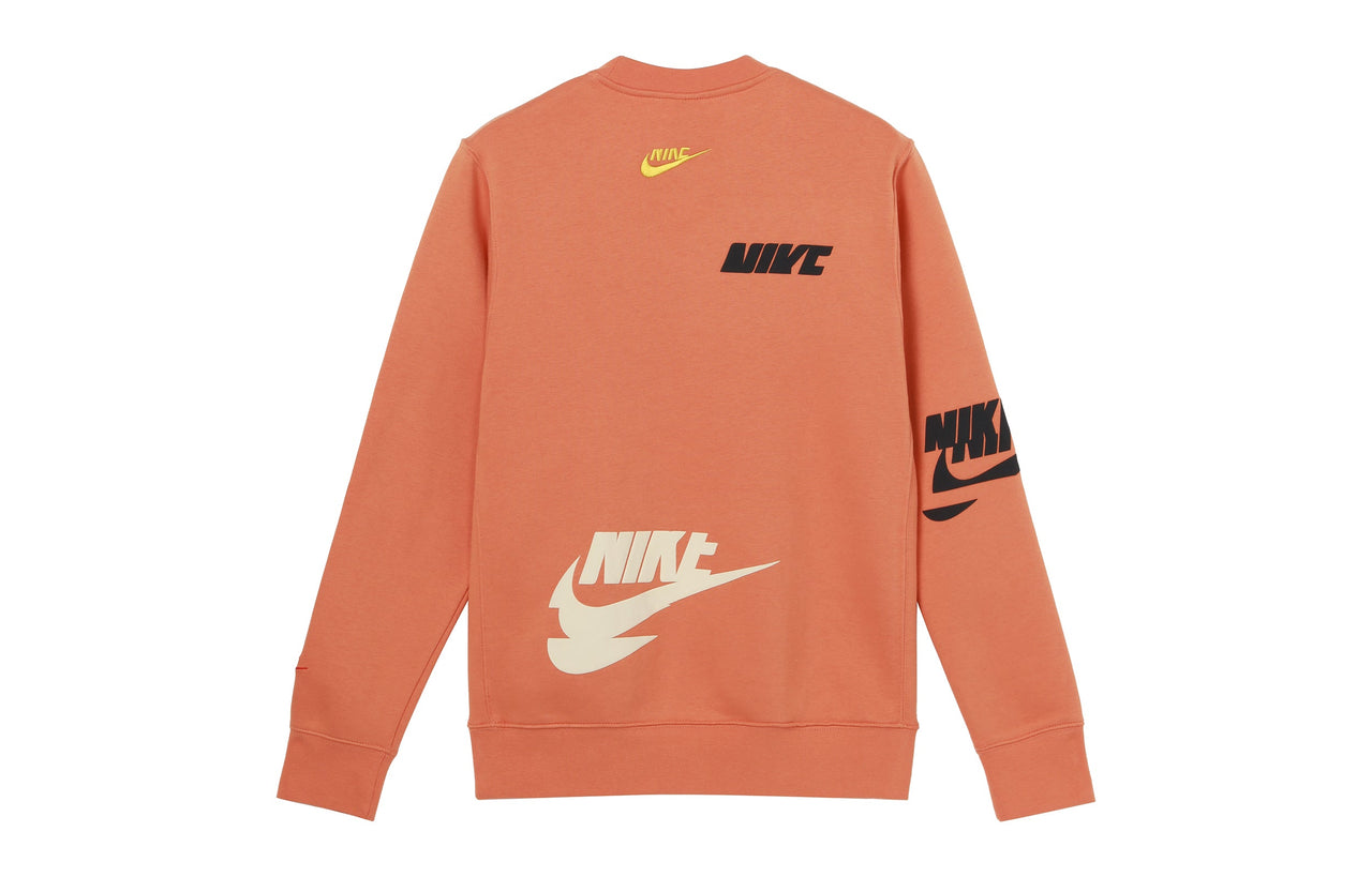 Nike Sportswear Sport Logo Printing Fleece Round Neck Pullover 'Orange' DM6876-808