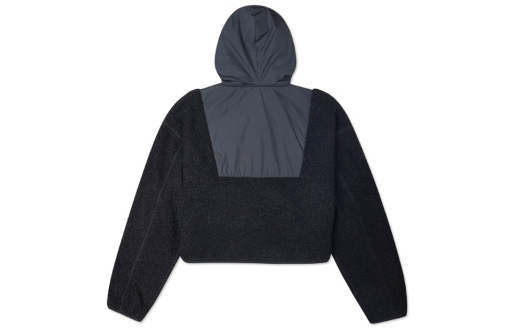 (WMNS) Converse Full Zip Lamb Wool Hooded Jacket Black 10020285-A02