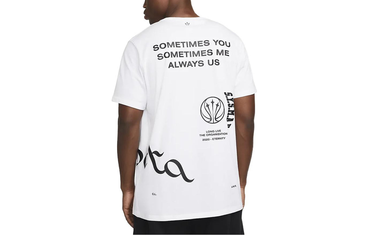 Men's Nike Alphabet Pattern Printing Round Neck Pullover Short Sleeve White T-Shirt DM1724-100
