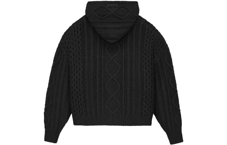 Fear of God Essentials FW23 Cable Knit Hoodie 'Jet Black' 192BT234390F
