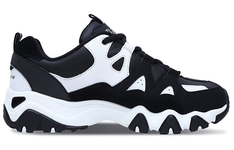 (WMNS) Skechers D'Lites Low-Top Daddy Shoes Black/White 88888112-BLK