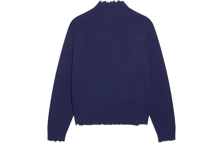Balenciaga Double B Highneck Wool Knit Sweater 'Blue' 682010T16274011