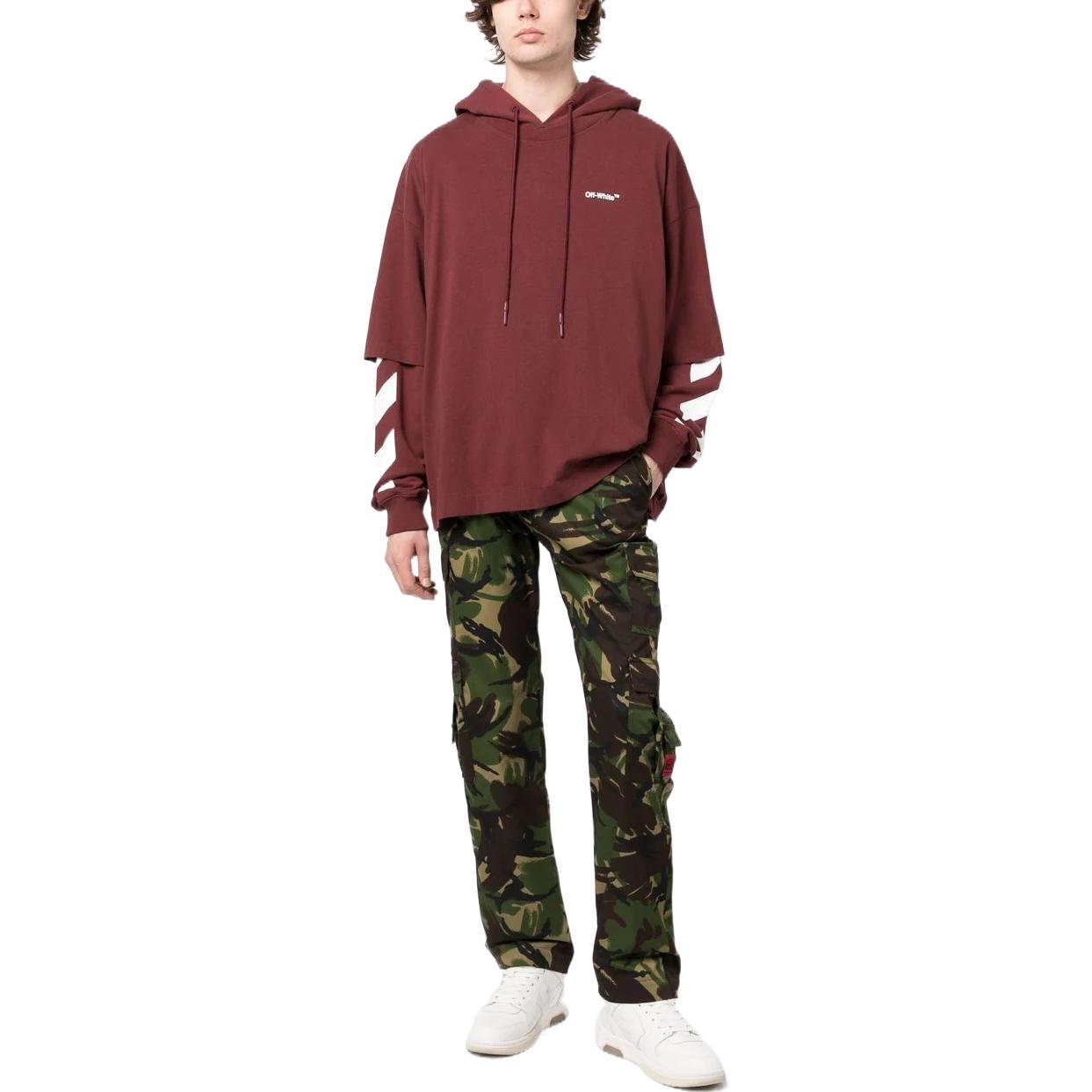 Off-White Diag-Sleeve Cotton Hoodie OMBB098F22FLE0012801