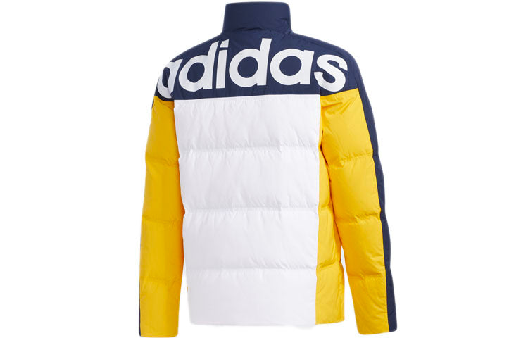 Men's adidas neo Colorblock High Collar Sports Gold Color Down Jacket GP5913