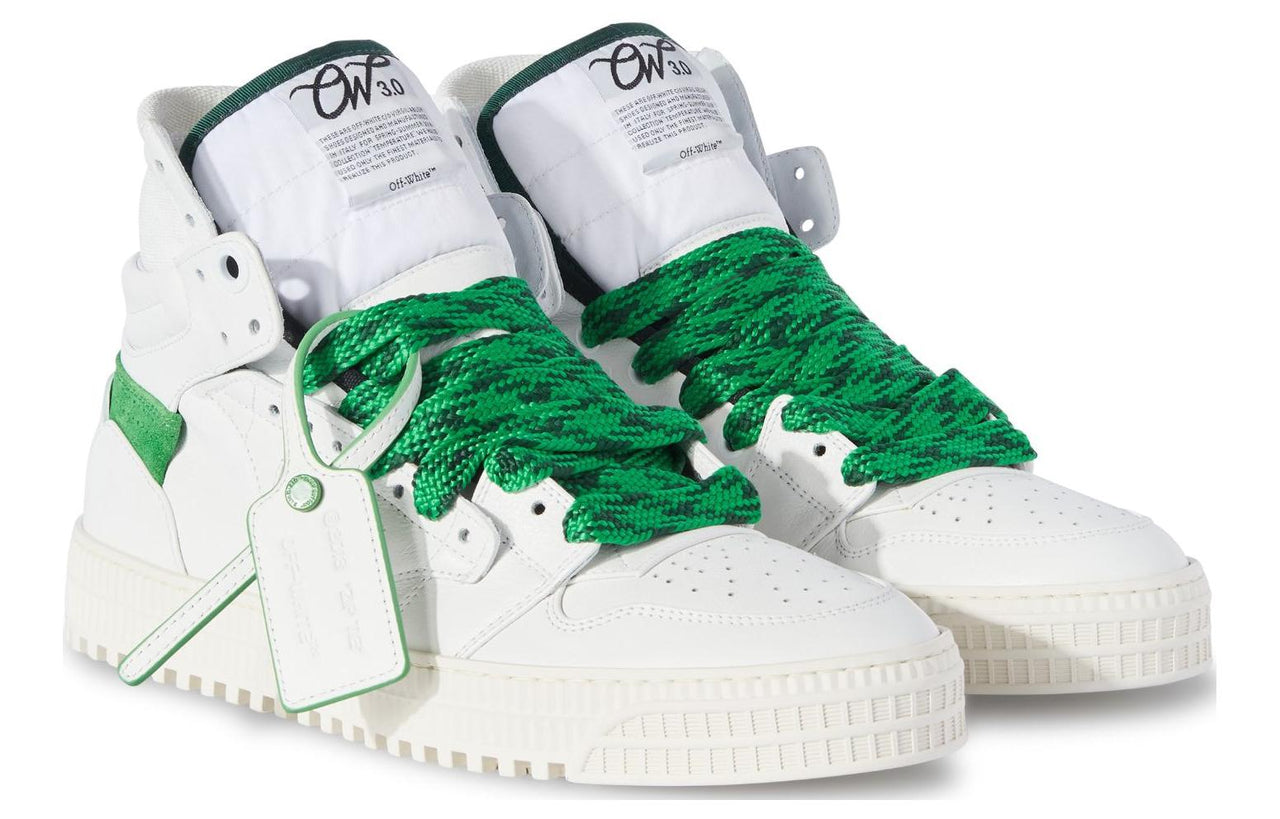 Off-White 3.0 Off Court Leather Sneakers 'White Green' OMIA065S24LEA0050155