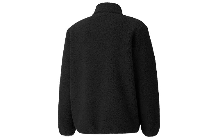 PUMA Retro Logo Casual lamb's wool Stand Collar Jacket Black 532966-01