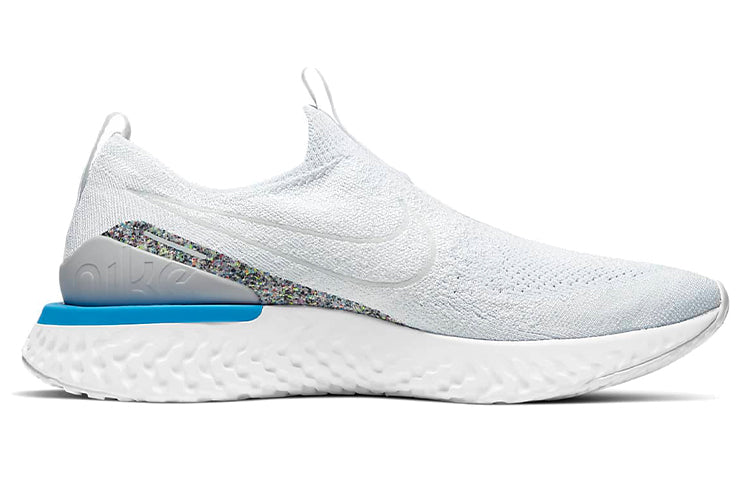 Nike Epic Phantom React Flyknit Sports Shoes White/Blue CK0090-100