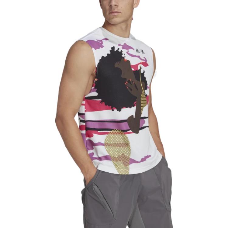 adidas Printing Pattern Round Neck Pullover Sleeveless White Vest HN9440