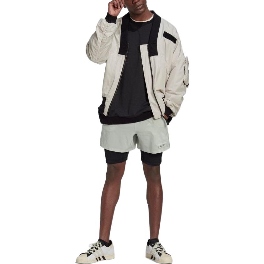 adidas Colorblock Zipper Casual Jacket Creamy White HT3408