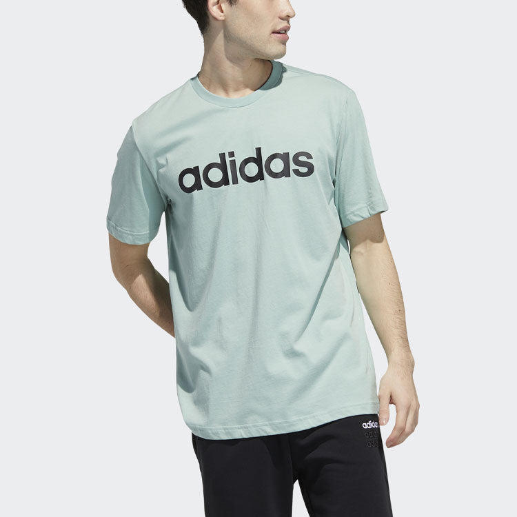 adidas neo Logo Printing Sports Round Neck Short Sleeve Green GP4903
