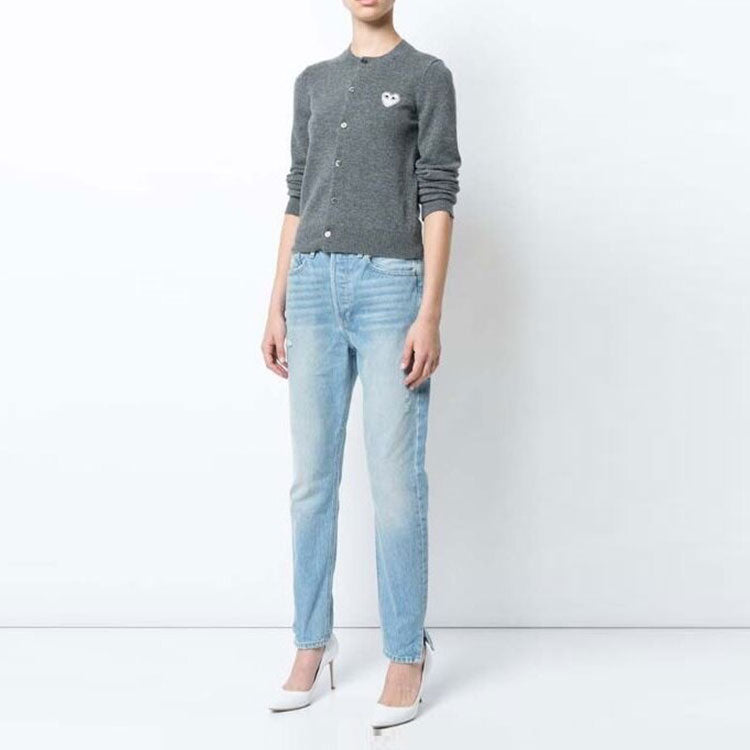 (WMNS) COMME des GARCONS PLAY Cardigan White Emblem 'Grey' AZ-N061-051-3