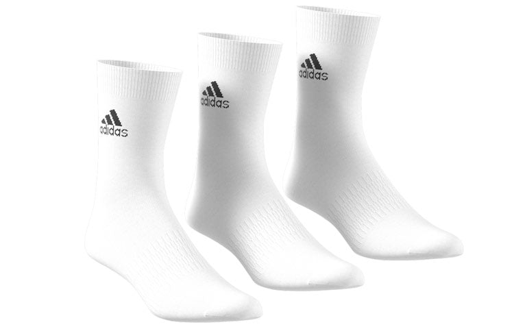 adidas Light Crew 3pp Athleisure Casual Sports Breathable Logo Socks Unisex 3 Pairs White DZ9393