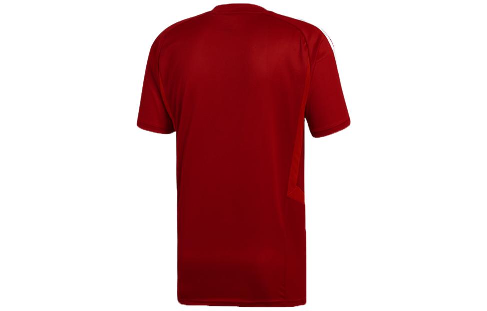 adidas Solid Color Logo Printing V neck Short Sleeve Red D95944