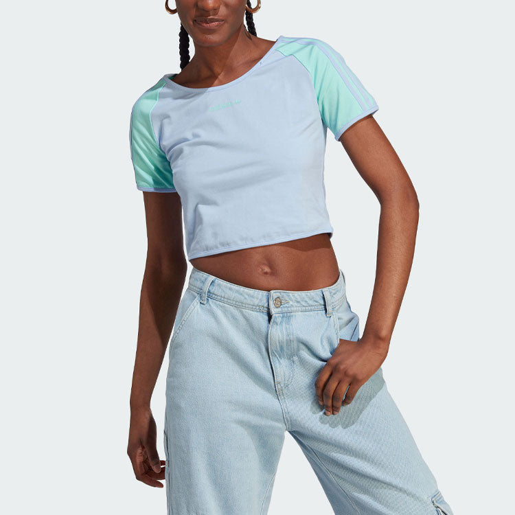 (WMNS) adidas originals Island Club Short T-Shirt 'Blue Dawn Easy Green' IT8154