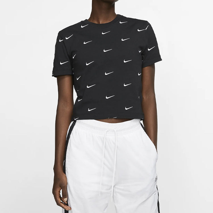 (WMNS) NikeLab Swoosh Small Embroidered Logo Short Sleeve 'Black' CK4092-010