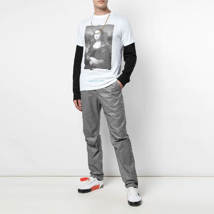 Off-White x MCA Crossover Mona Lisa Printing Round Neck Pullover Short Sleeve Slim Fit Version White OMAA002G190010170188