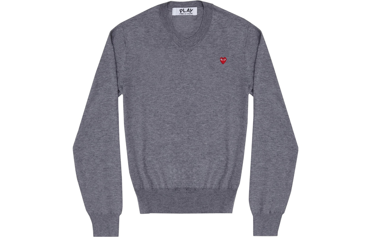 COMME des GARCONS PLAY L/S Basic T-Shirt Small Red Emblem 'Grey' AZ-N052-051-4