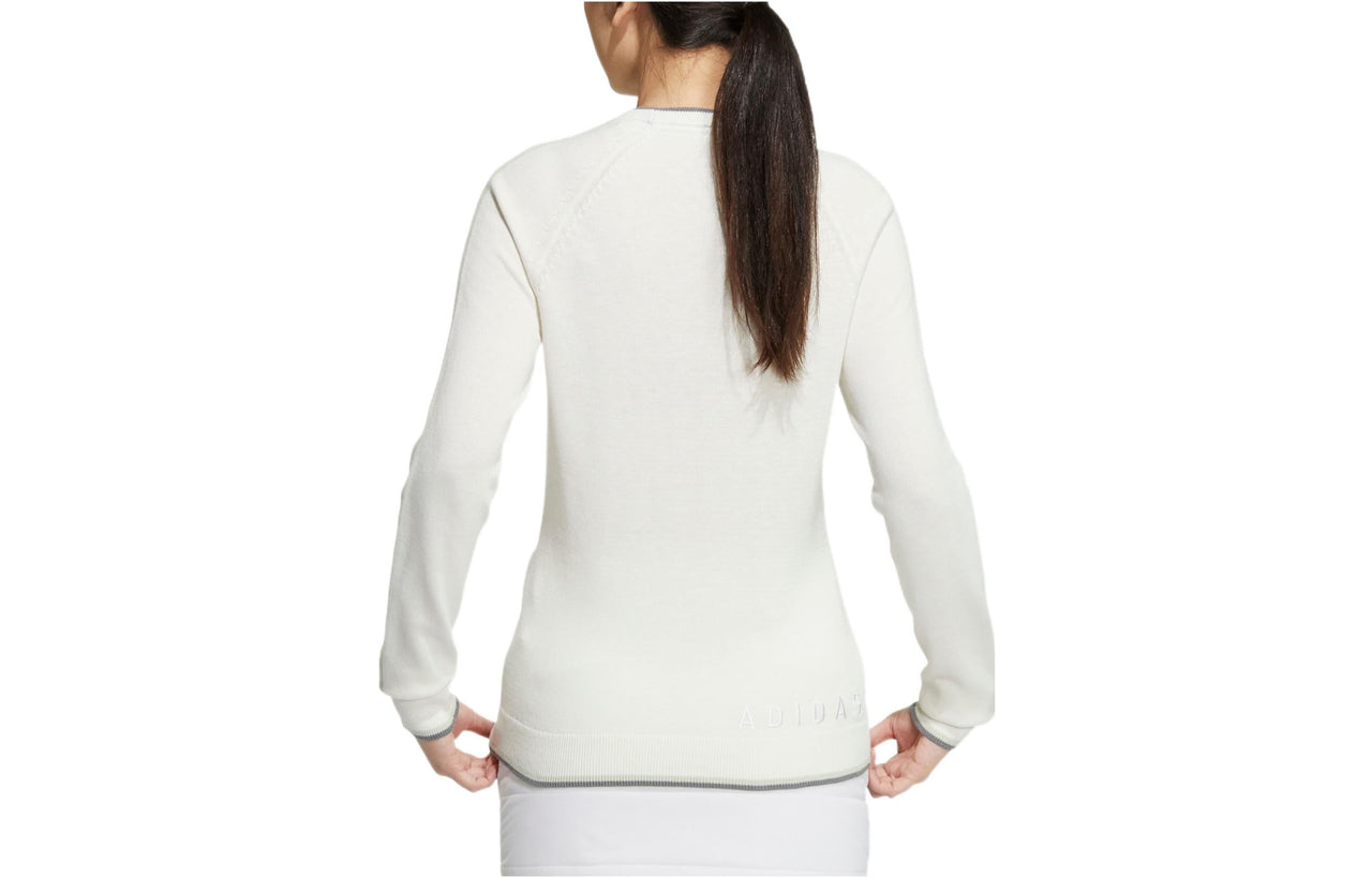 (WMNS) adidas 3-Stripes Long Sleeve Crew Neck Sweater 'White' HN4578