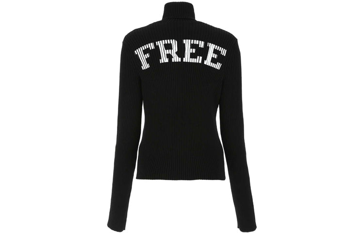 Balenciaga Ribbed Printed FREE Turtleneck Sweater 'Black' 662722T32101070