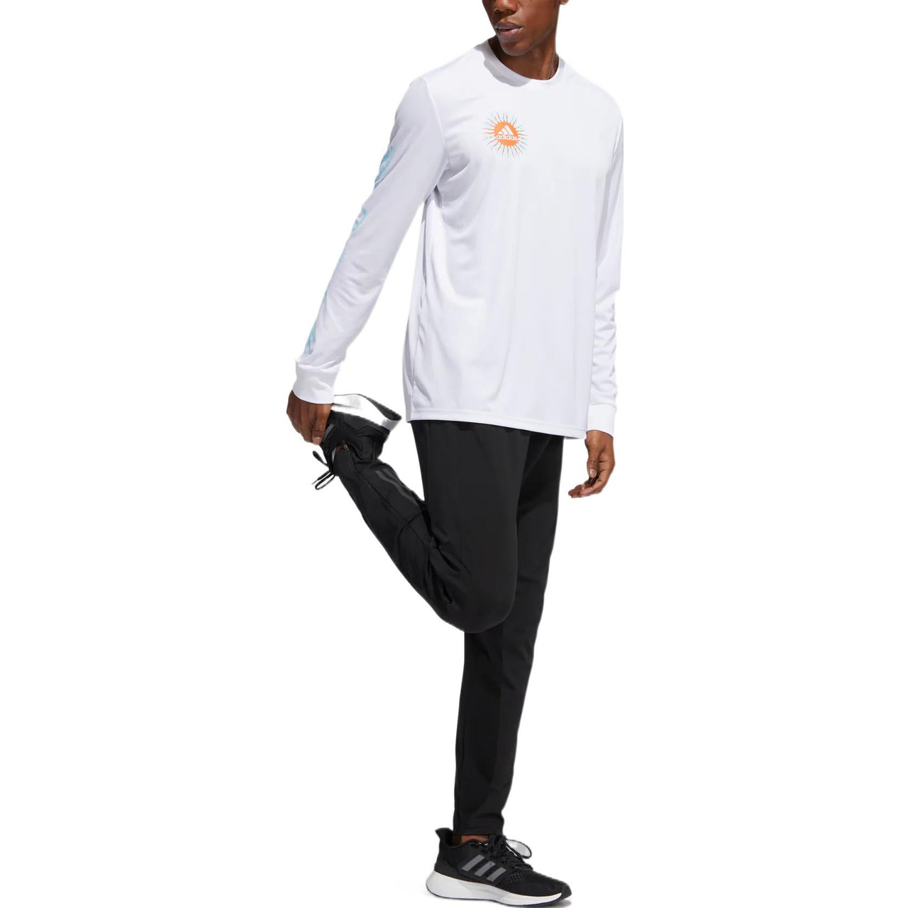 Men's adidas Btn G Ls T Back Printing Pattern Logo Round Neck Pullover Long Sleeves White T-Shirt HA4306