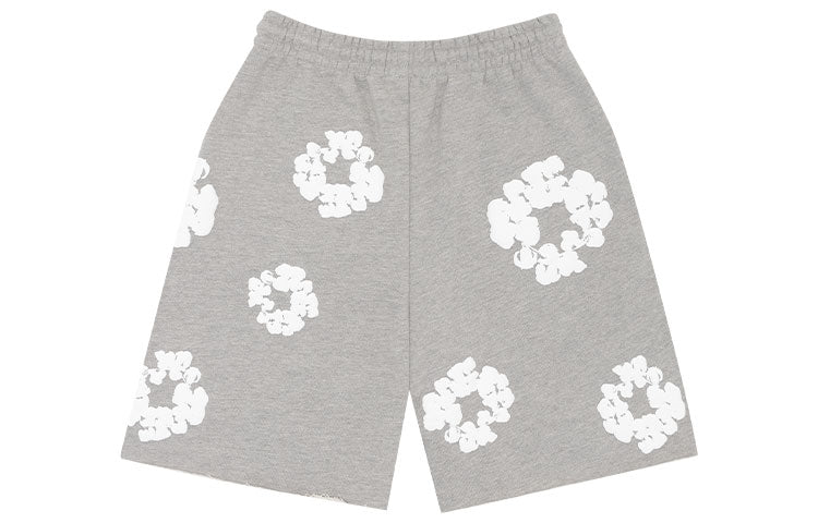 Denim Tears Cotton Wreath Logo Shorts 'Grey White' 402-070-30