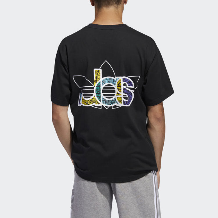 adidas originals Logo Printing Sports Round Neck Short Sleeve Black FM1573