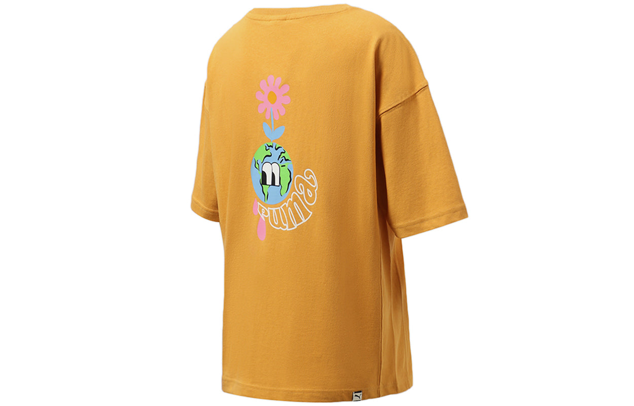 (WMNS) PUMA Printing Casual Sport Round NeckShort Sleeve Yellow 533050-37