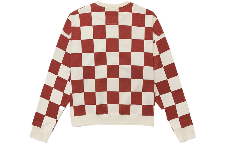 Vans Grid Round Neck Pullover Couple Style Red VN0A5H98YTW