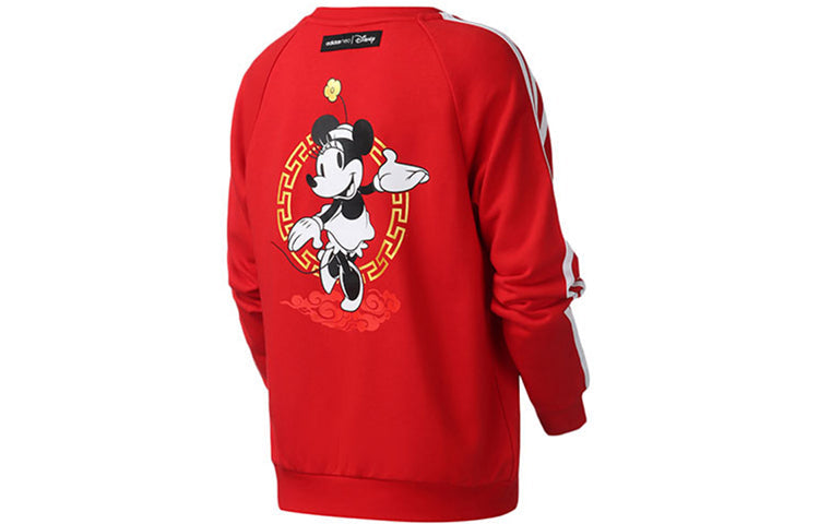(WMNS) adidas neo x DISNEY CNY Printing Round-neck Swea Red GE7770