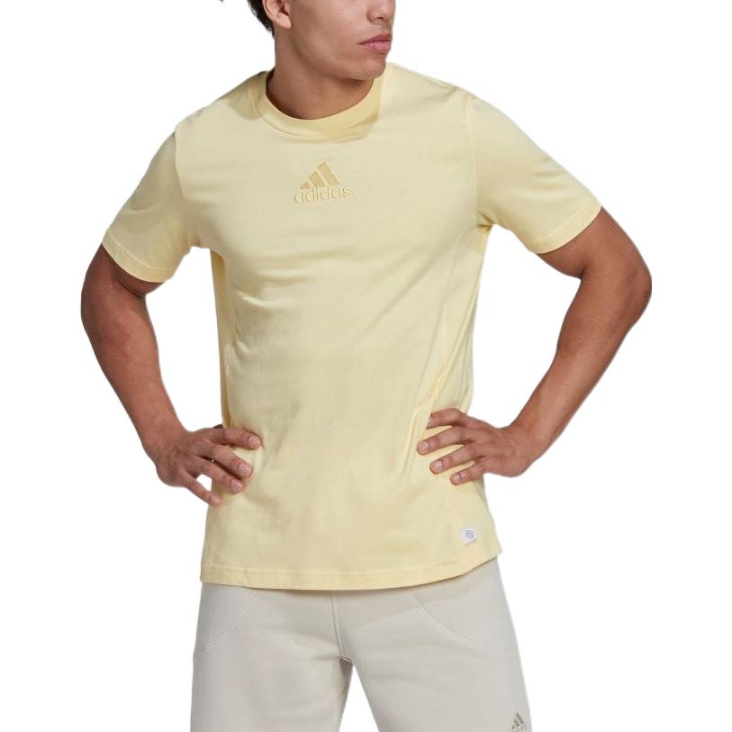 adidas M Internal Tee Logo Solid Color Athleisure Casual Sports Round Neck Short Sleeve Yellow HJ9807
