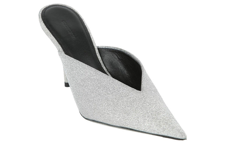 (WMNS) Balenciaga Glitter Knife Slingback 'Silver' 579279WA7018163
