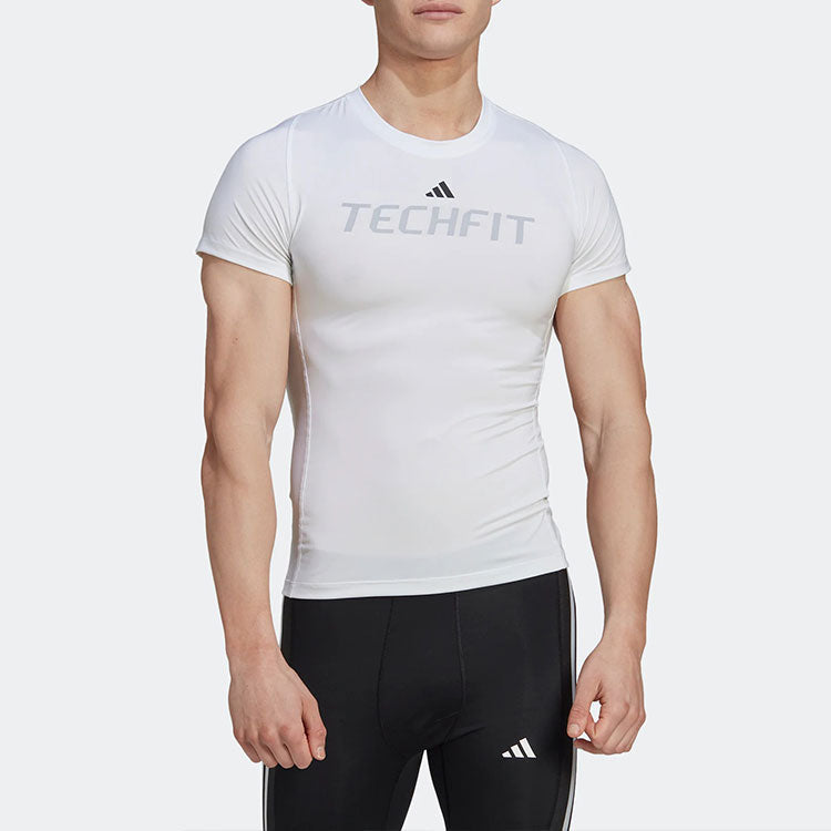 Men's adidas Logo Alphabet Printing Round Neck Short Sleeve White T-Shirt HZ9685