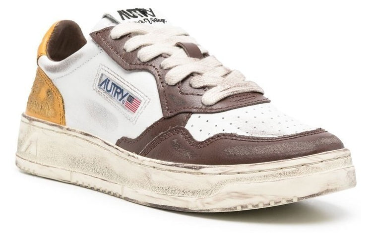 (WMNS) Autry Medalist Low Super Vintage Sneakers 'White Brown Yellow' AVLW-SV12