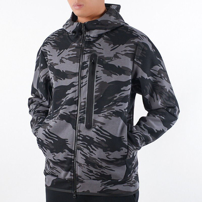 AS Men's Nike Sportswear TCH FLC Hoodie FZ AOP IRON GREY CU4492-068