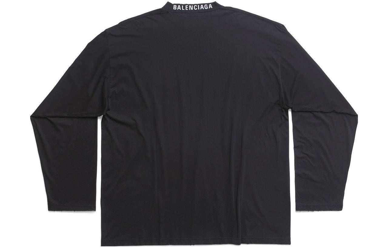 Balenciaga Long Sleeve T-shirt Oversized 'Black Faded' 739783TOVF49034