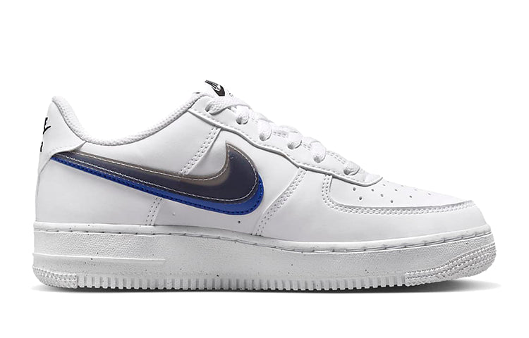 (GS) Nike Air Force 1 Low Impact Next Nature Double Swoosh 'White Black Blue' FD0688-100