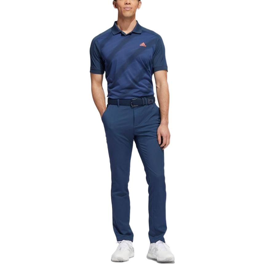 Men's adidas Stripe Logo Printing Pullover Short Sleeve Navy Blue Polo Shirt HN3086