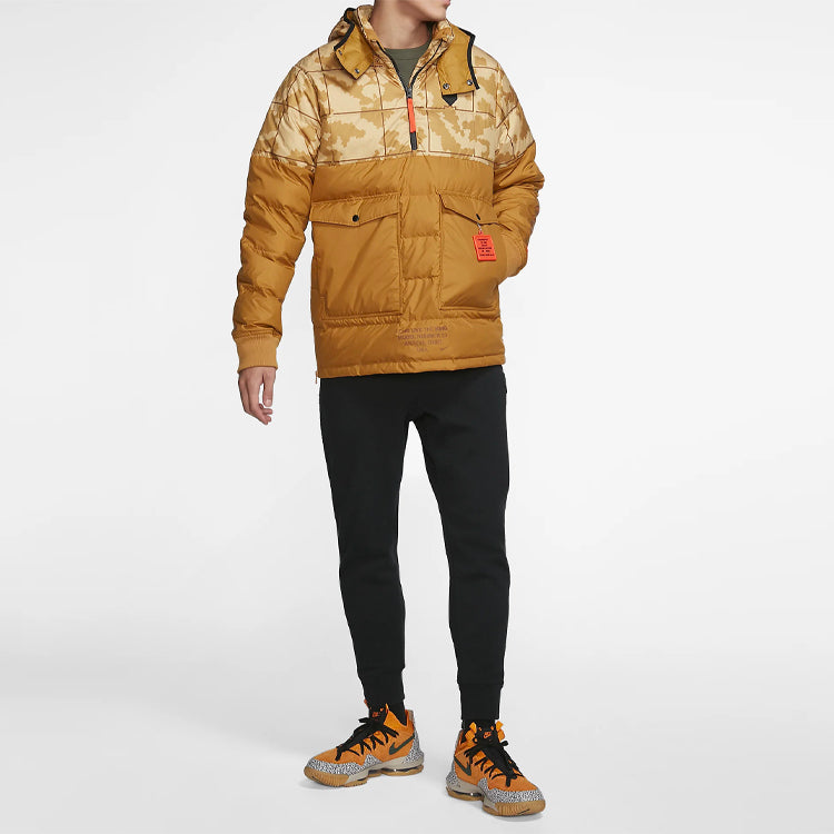 Nike LeBron Hybrid Half Pull Chain Warm Down Jacket Wheat Yellow AT3905-790