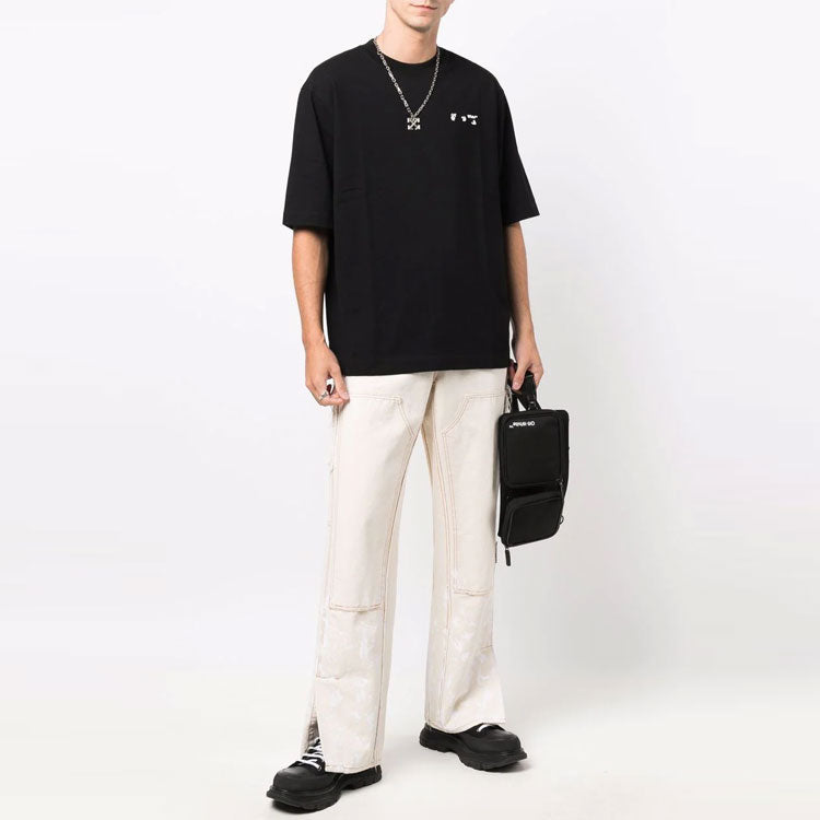 Off-White FW21 Logo Printing Round Neck Short Sleeve Ordinary Version Black OMAA119F21JER0021001