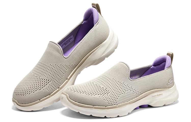 (WMNS) Skechers Go Walk 6 Slip In Fabulous View 'Taupe Lavender' 124571-TPLV