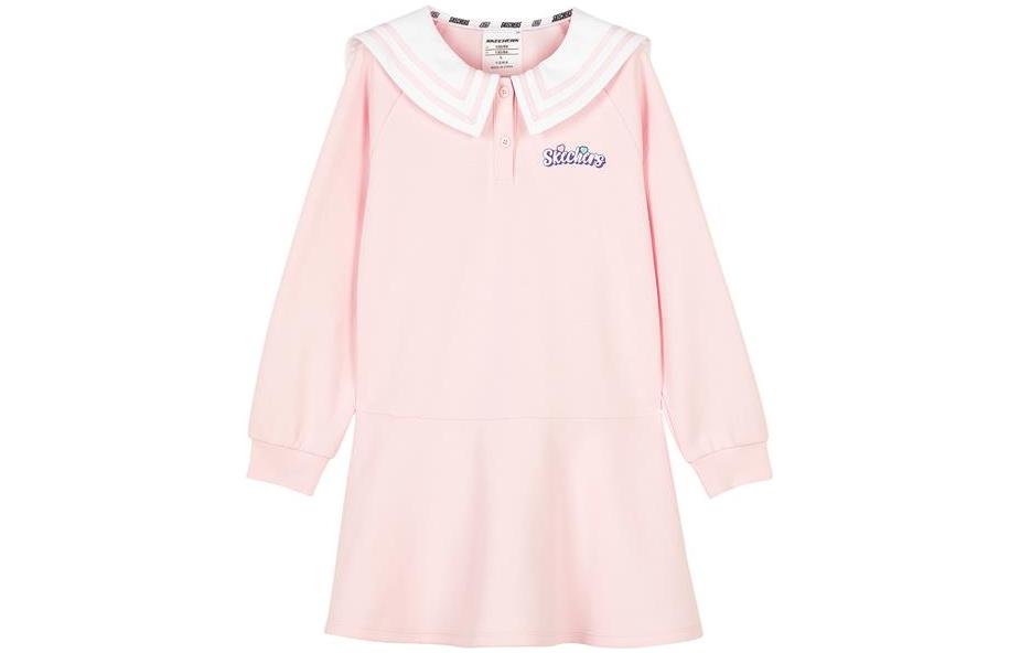 (GS) Skechers Logo Printed Casual Knitted Dress 'Pink Navy' L421G120