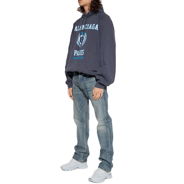 Balenciaga Est. 1917 College Logo Print Hoodie 'Navy' 697879TMV964140