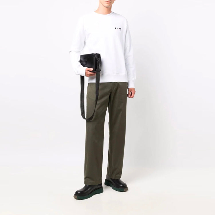Off-White FW21 Logo Pattern Round Neck Long Sleeves Ordinary Version White OMBA025F21FLE0010110