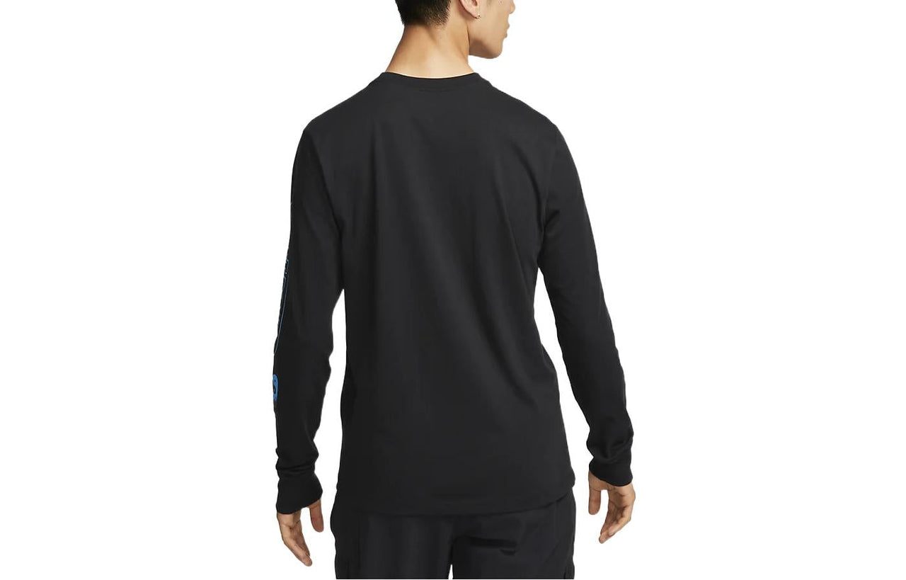 Nike Alphabet Logo Pattern Printing Long Sleeves Asia Edition Black T-Shirt DR8075-010