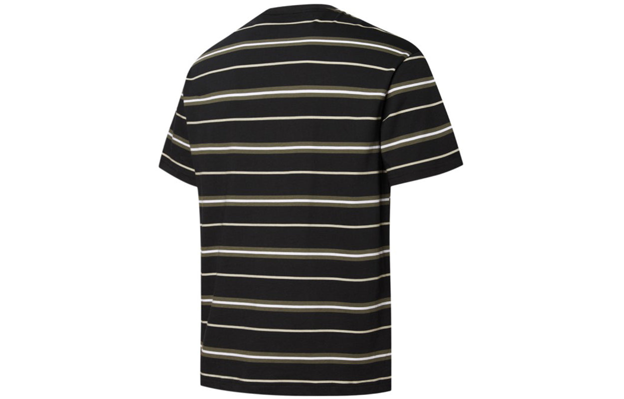 PUMA Modern Basics Advanced Tee Casual Sports Breathable Stripe Short Sleeve Black 847668-01
