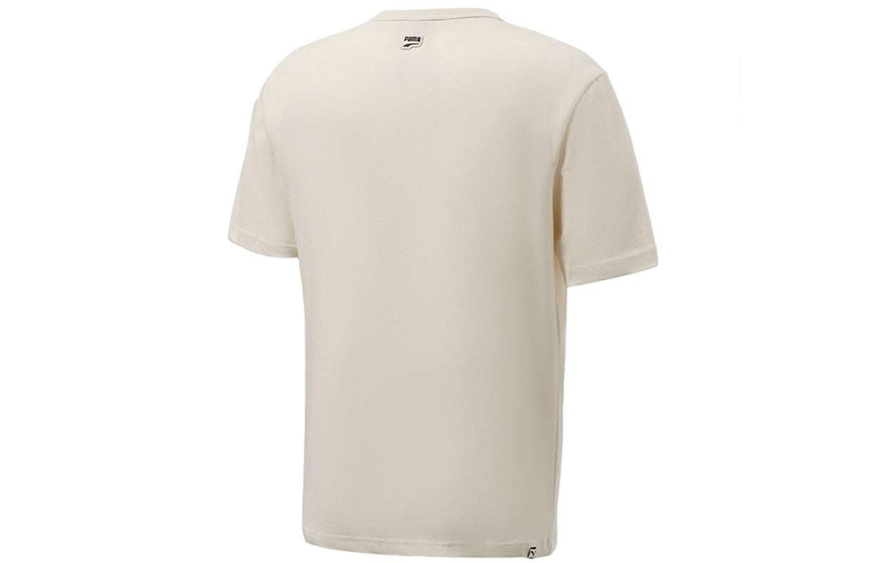 PUMA Funny Logo Printing Sports Round Neck Short Sleeve Creamy White 533042-73