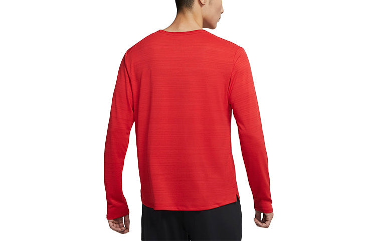 Nike Dri-FIT Miler Casual Sports Long Sleeves Running t Large Red CU5990-657