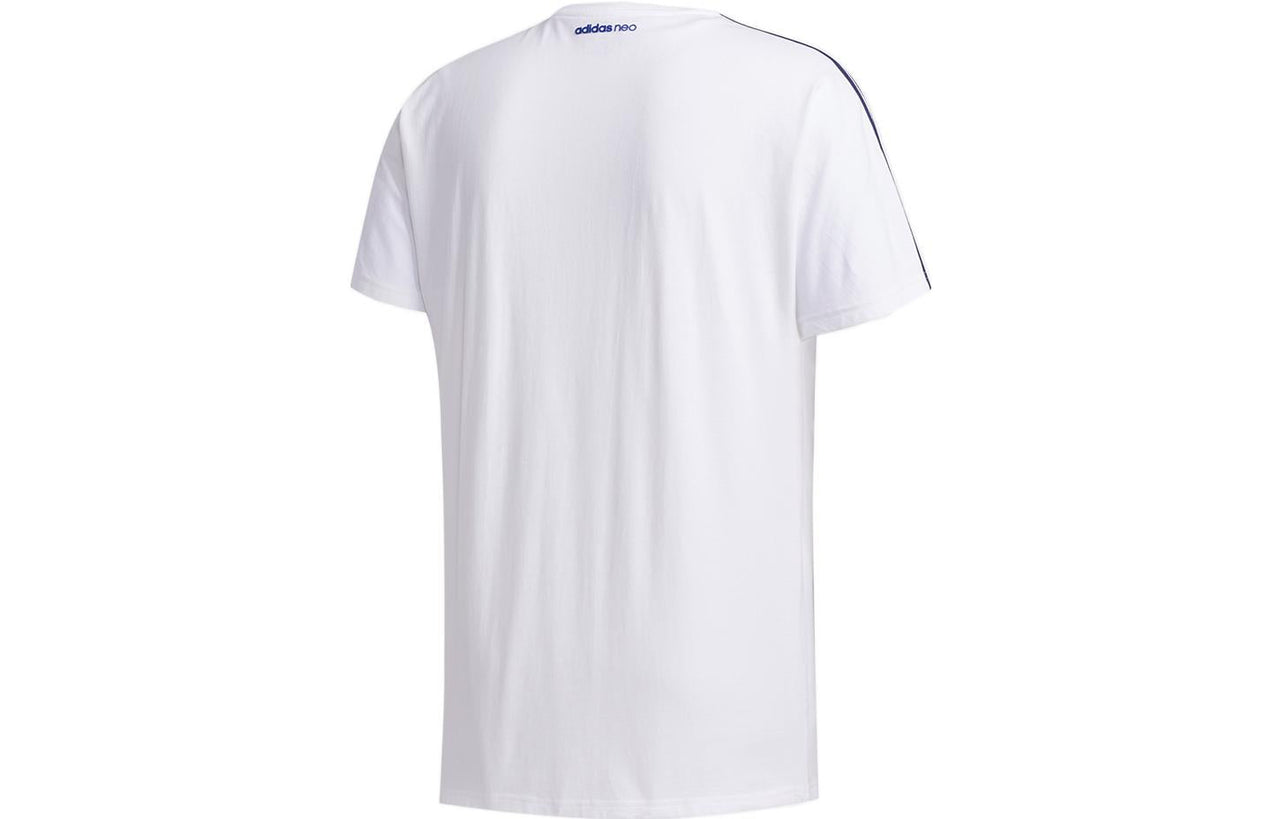 Men's adidas neo Pattern Printing Sports Short Sleeve White T-Shirt GK5870